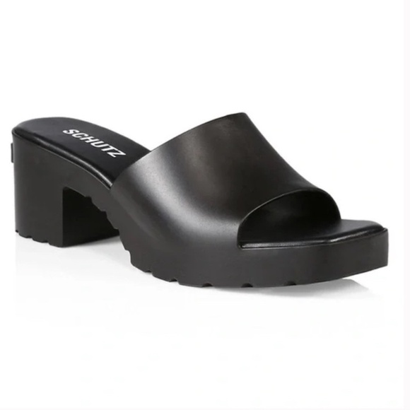 Schutz Mizzy Platform Mule Sandals Black Size 7 - Picture 1 of 9